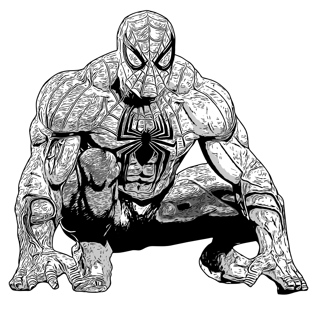 coloriage spiderman à imprimer fight black and white color