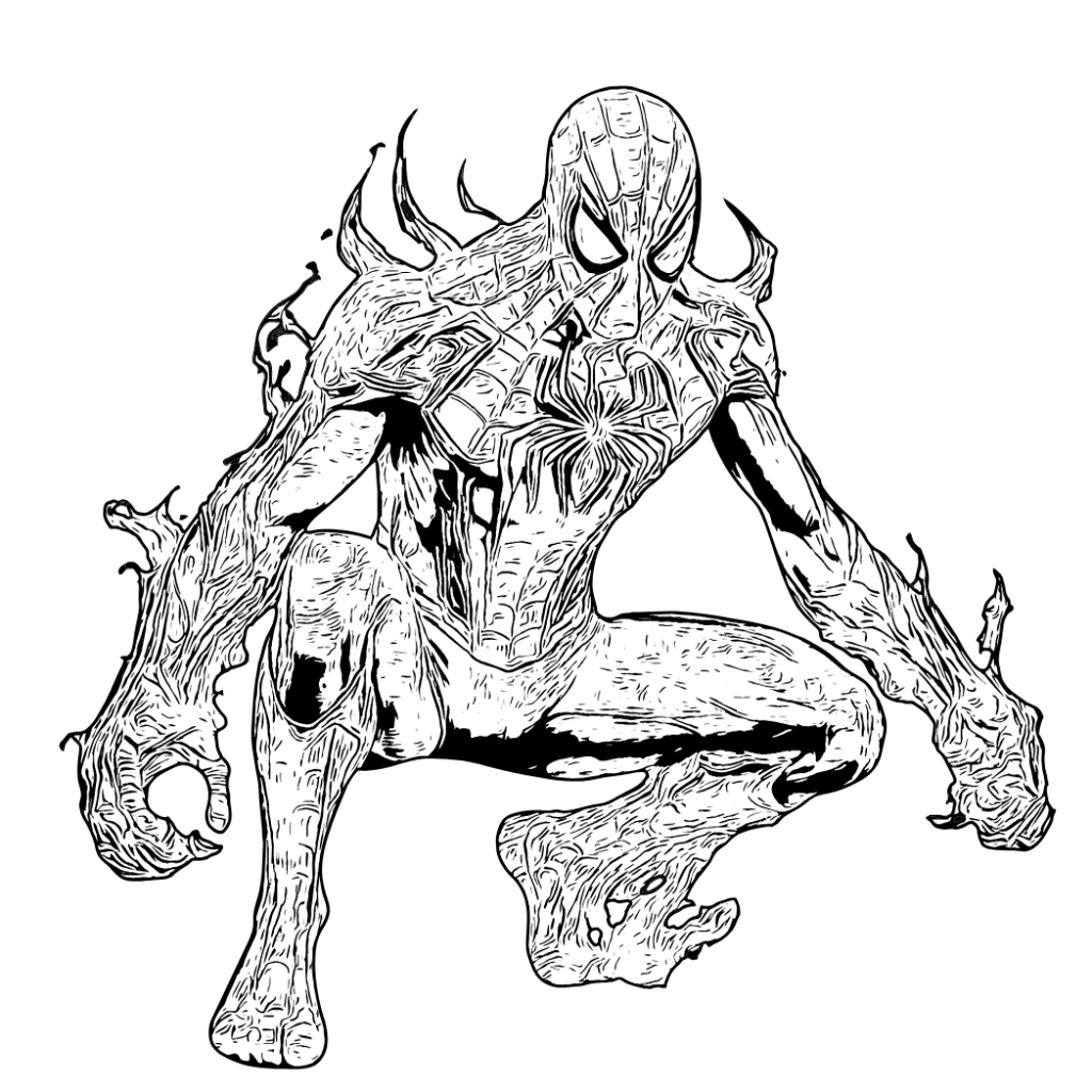 coloriage spiderman à imprimer fight black and white color fire