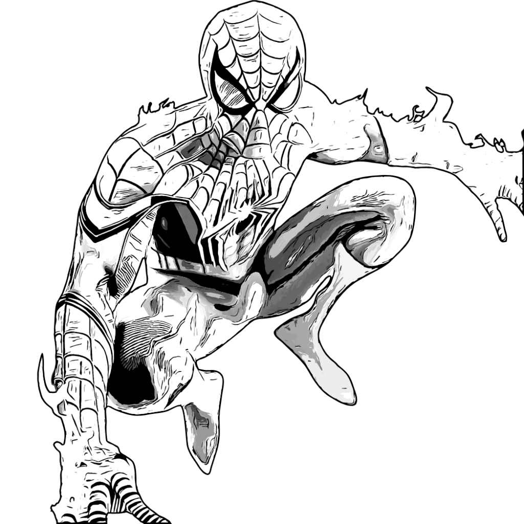 coloriage spiderman à imprimer fight black and white color