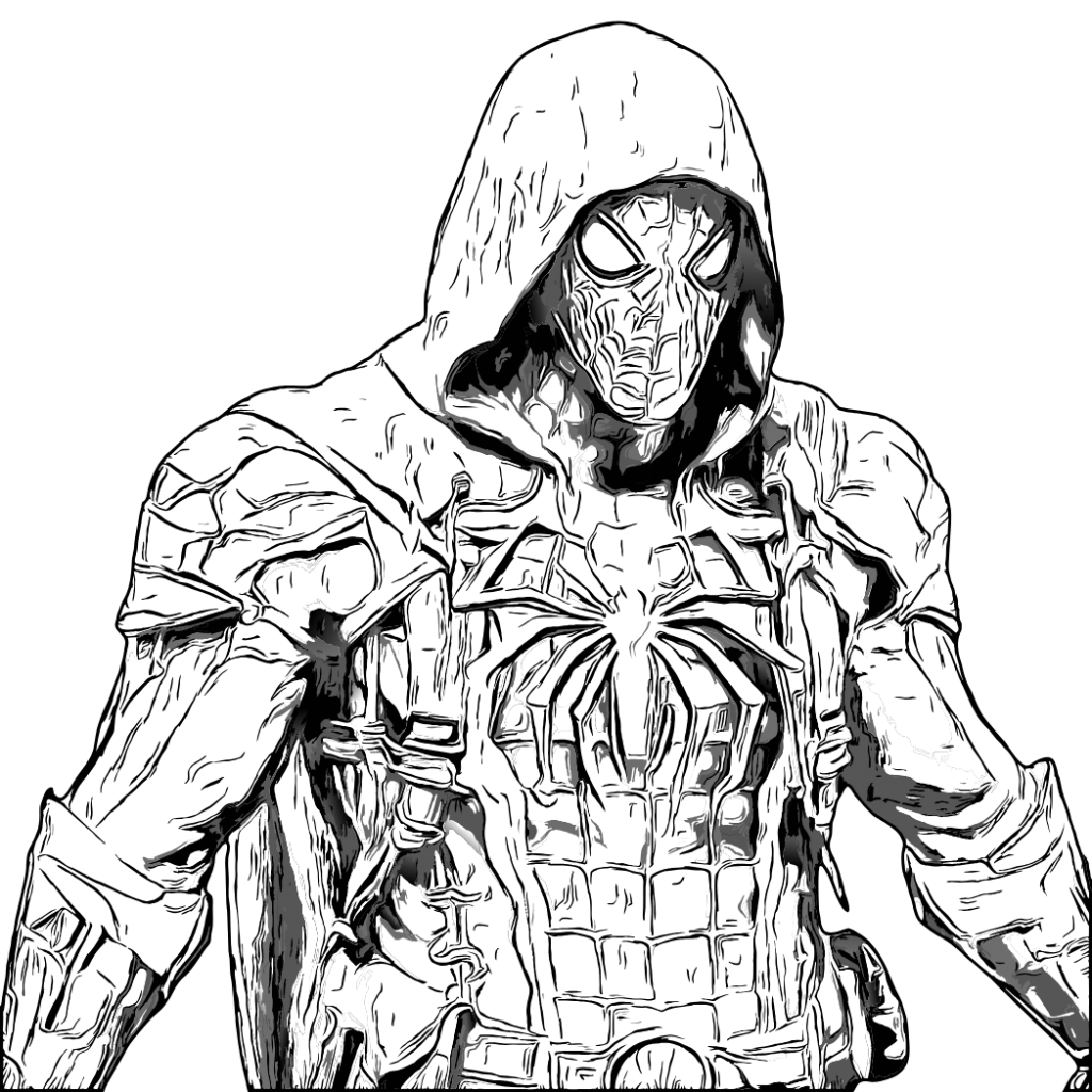 coloriage spiderman à imprimer fight black and white color