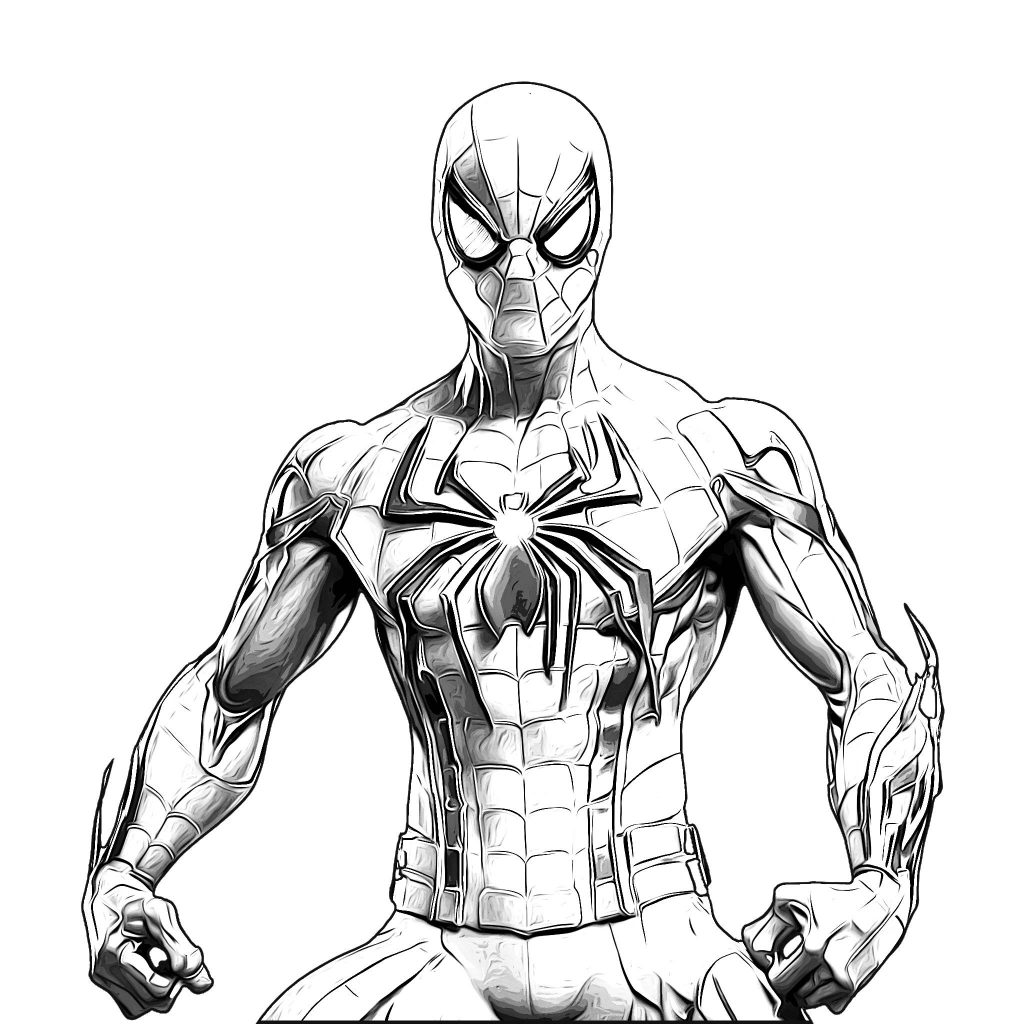 coloriage spiderman à imprimer fight black and white color