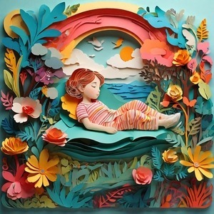Sommeil de Bébé_Marina_Adamova_paper_cut_art_style_a_child_napping