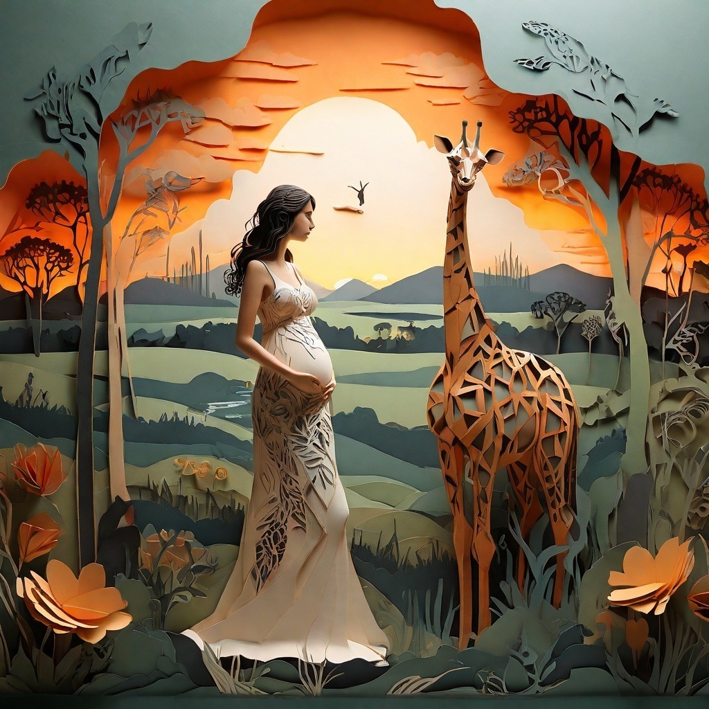 Default Marina Adamova paper cut art style a pregnant woman wi 3