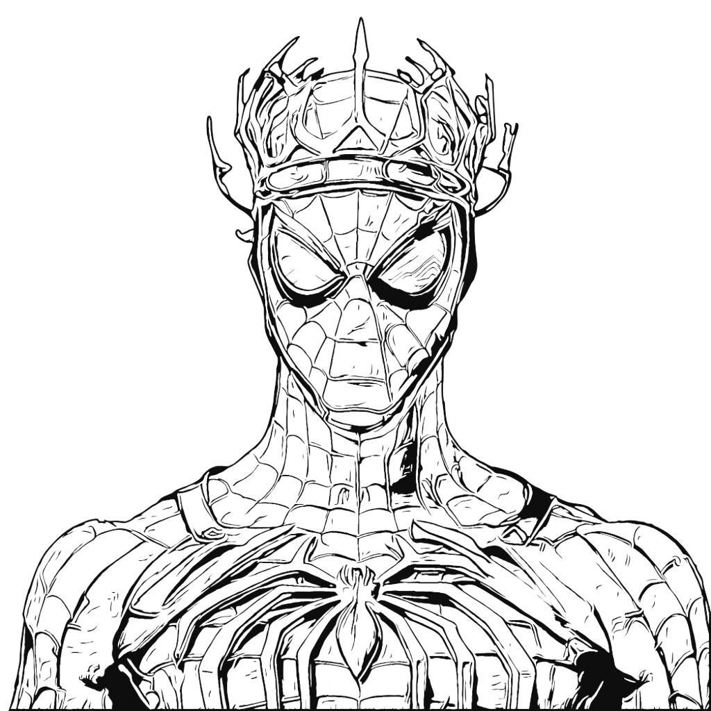 coloriage spiderman à imprimer fight black and white color with a crown