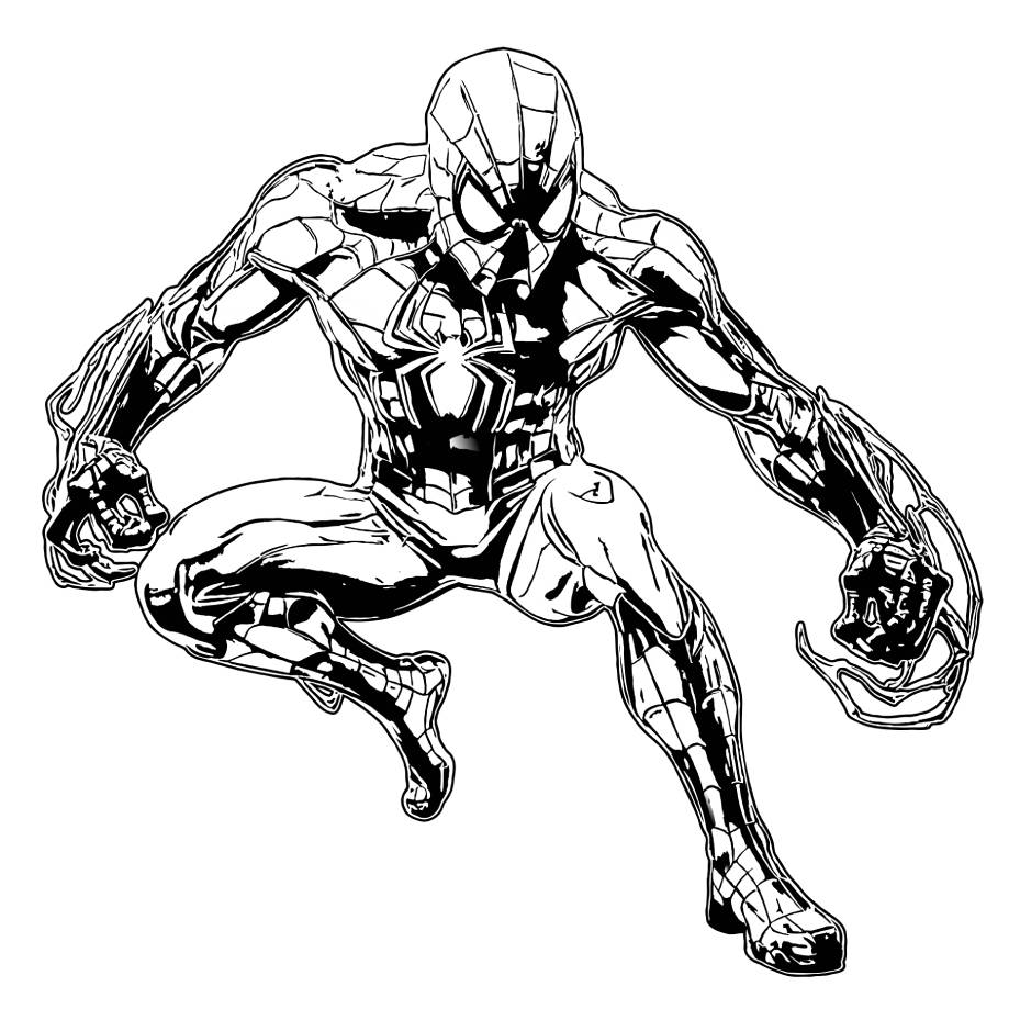 coloriage spiderman à imprimer fight black and white color