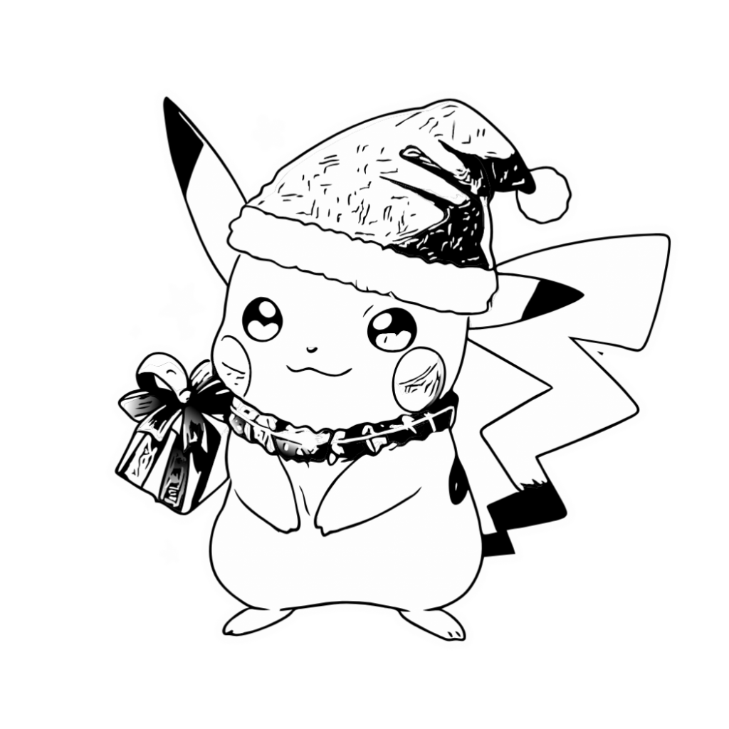 olamuchachas coloriage dessin noel pikachu noir et blanc