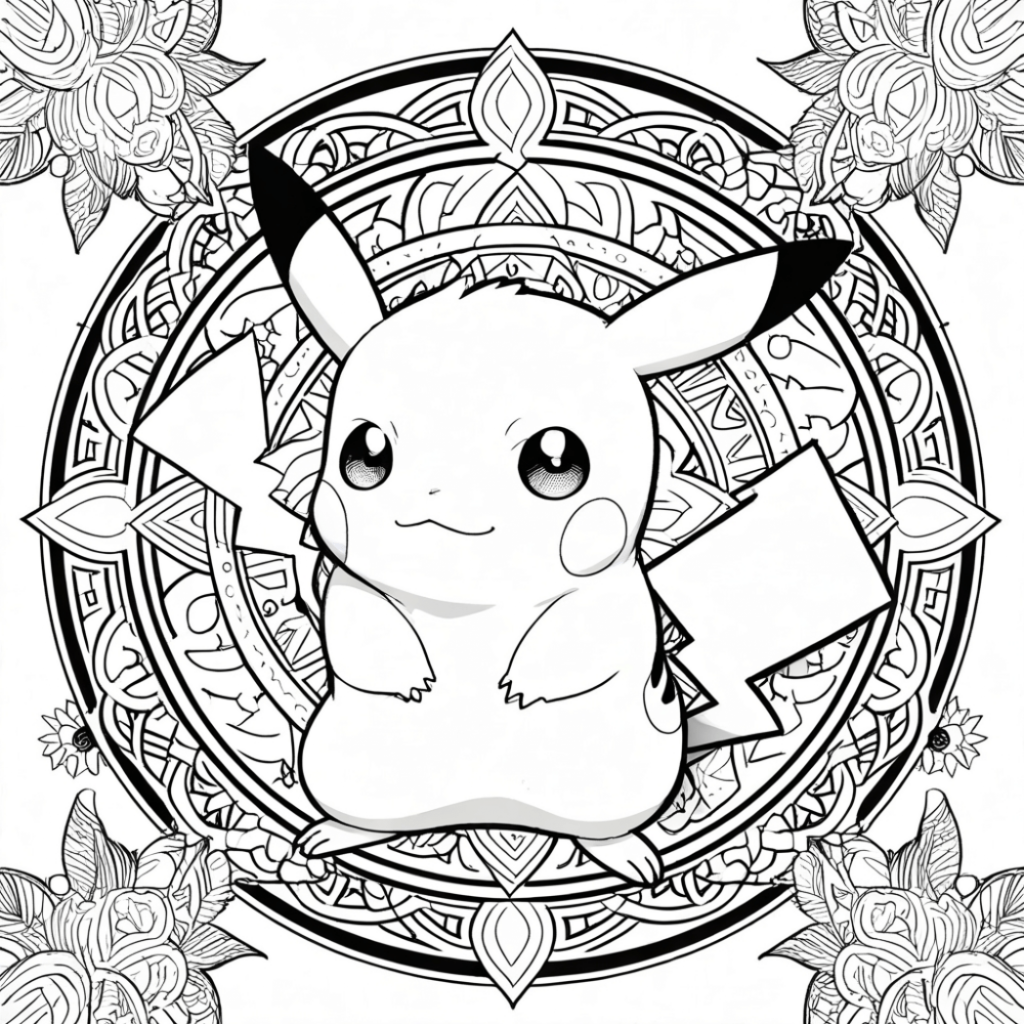 olamuchachas pokemon coloriage mandalas mandala pikachu noir et blanc