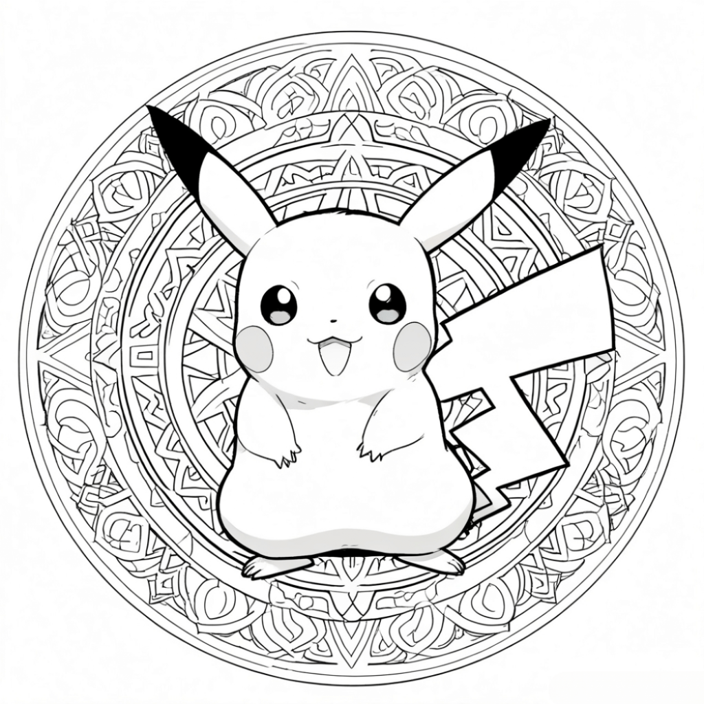olamuchachas pokemon coloriage mandalas pikachu mandala noir et blanc dessin